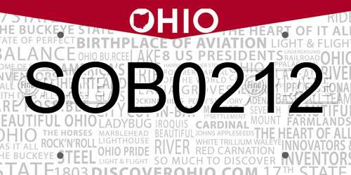 SOB0212 Ohio License Plate