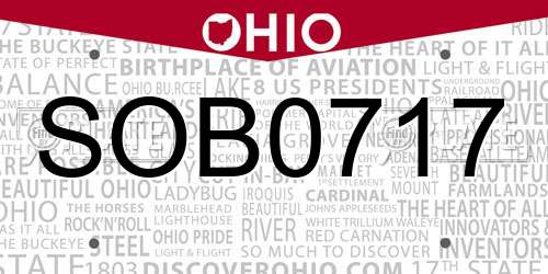 SOB0717 Ohio License Plate