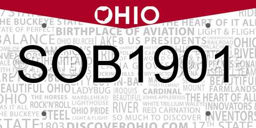 SOB1901 Ohio License Plate