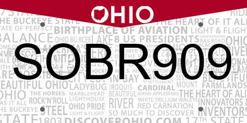 SOBR909 Ohio License Plate
