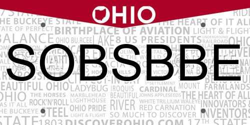SOBSBBE Ohio License Plate
