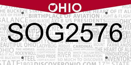 SOG2576 Ohio License Plate