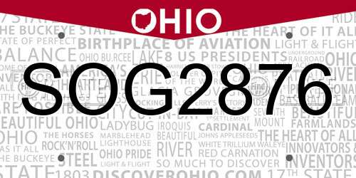 SOG2876 Ohio License Plate