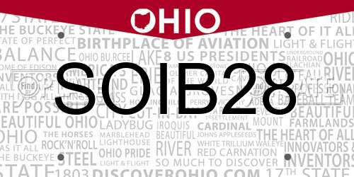 SOIB28 Ohio License Plate