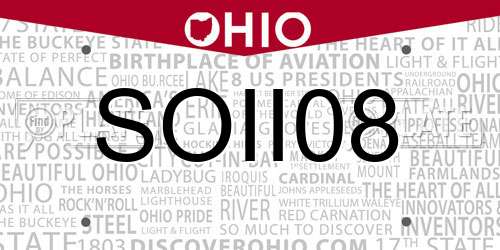 SOII08 Ohio License Plate