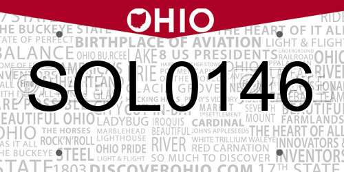 SOL0146 Ohio License Plate