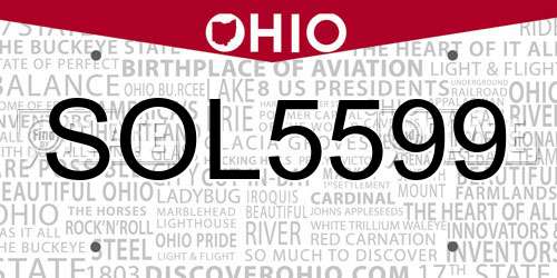 SOL5599 Ohio License Plate