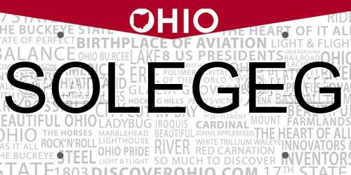SOLEGEG Ohio License Plate