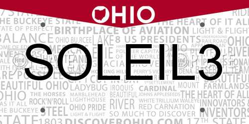 SOLEIL3 Ohio License Plate
