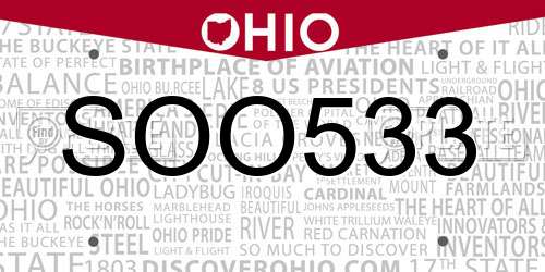 SOO533 Ohio License Plate