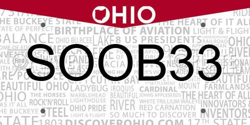 SOOB33 Ohio License Plate