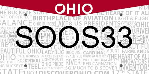 SOOS33 Ohio License Plate
