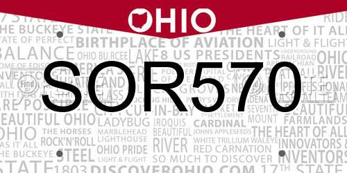 SOR570 Ohio License Plate