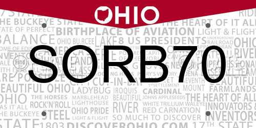 SORB70 Ohio License Plate