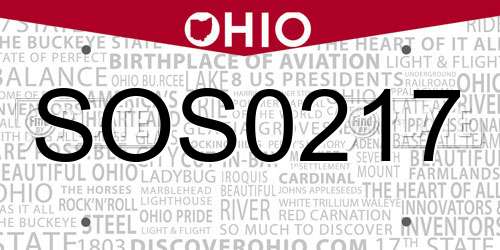 SOS0217 Ohio License Plate