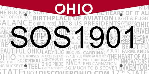 SOS1901 Ohio License Plate