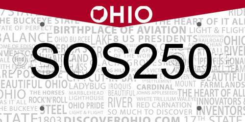 SOS250 Ohio License Plate