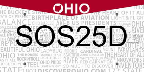 SOS25D Ohio License Plate