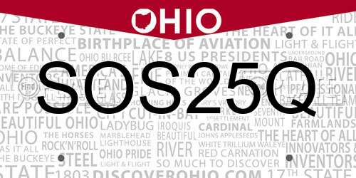 SOS25Q Ohio License Plate