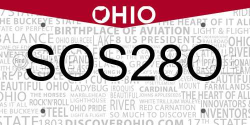 SOS28O Ohio License Plate