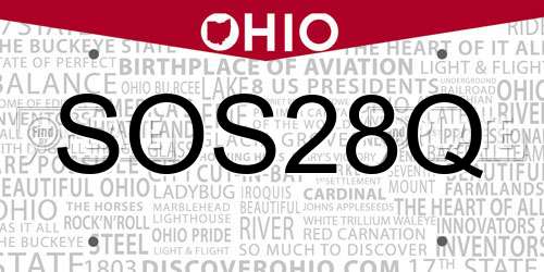 SOS28Q Ohio License Plate