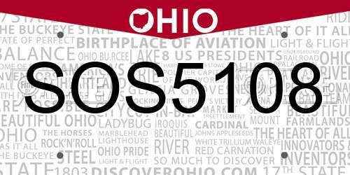 SOS5108 Ohio License Plate