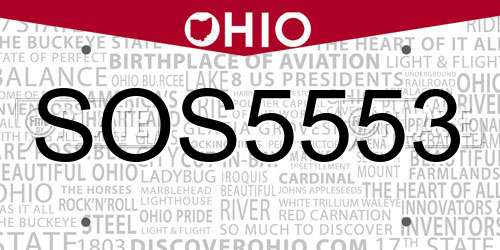 SOS5553 Ohio License Plate