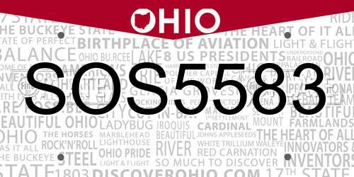 SOS5583 Ohio License Plate