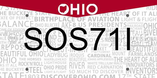 SOS71I Ohio License Plate