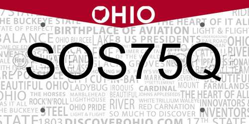 SOS75Q Ohio License Plate