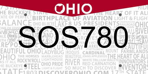 SOS780 Ohio License Plate