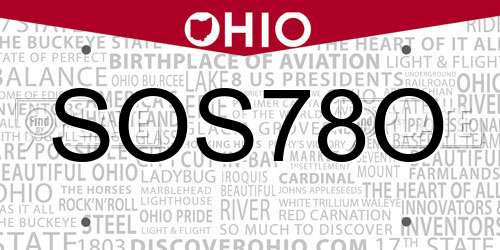 SOS78O Ohio License Plate