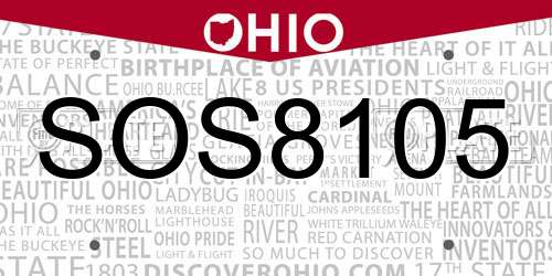 SOS8105 Ohio License Plate