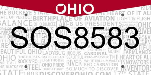 SOS8583 Ohio License Plate