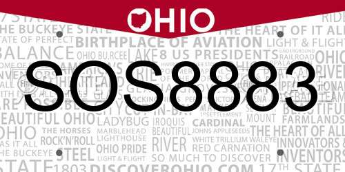 SOS8883 Ohio License Plate