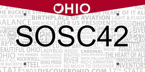 SOSC42 Ohio License Plate