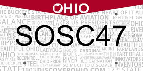SOSC47 Ohio License Plate