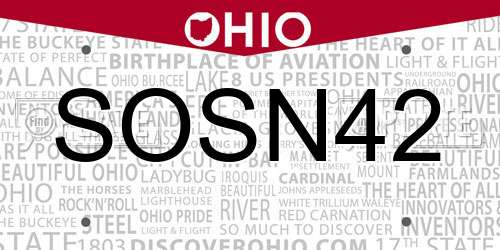 SOSN42 Ohio License Plate