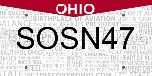SOSN47 Ohio License Plate