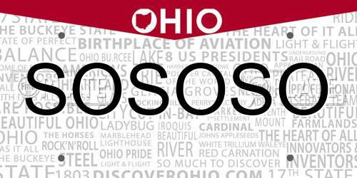 SOSOSO Ohio License Plate