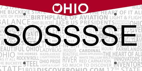 SOSSSSE Ohio License Plate