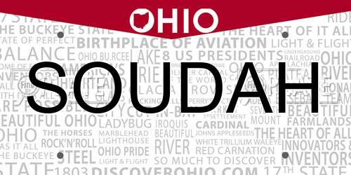SOUDAH Ohio License Plate