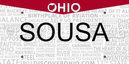 SOUSA Ohio License Plate