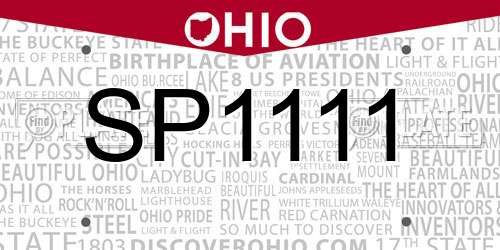 SP1111 Ohio License Plate