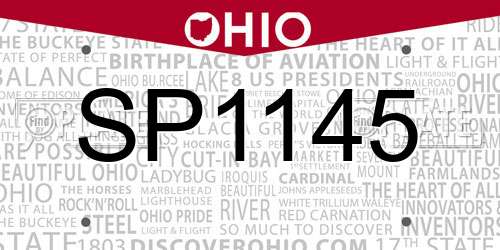 SP1145 Ohio License Plate