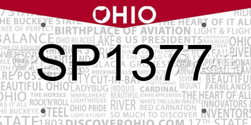 SP1377 Ohio License Plate