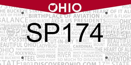 SP174 Ohio License Plate