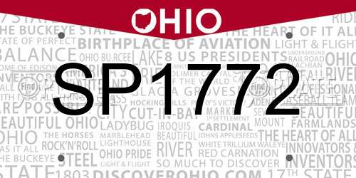 SP1772 Ohio License Plate