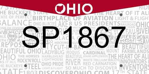 SP1867 Ohio License Plate