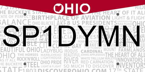 SP1DYMN Ohio License Plate